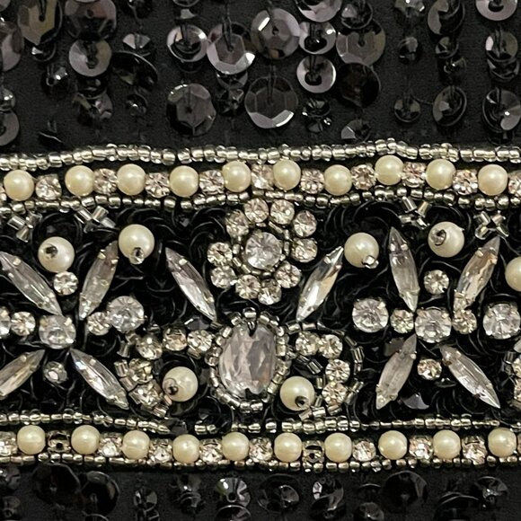 Mac Duggal Size 2 Black Embellished Sequin Column Midi Formal Dress Cocktail NWT - Picture 5 of 7